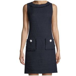 Karl Lagerfield Navy Blue Sleeveless Tweed Sheath Dress Size 2